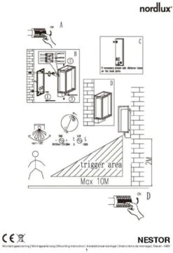 Nordlux Nestor Sensor Led Wandlamp Zwart -Buiten En Tuinen Winkel 900 615 5701581464988.4