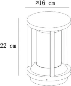 Lucide Cadix E27 Sokkellamp - 22 Cm - Zwart 12 Lucide Cadix E27 Sokkellamp - 22 Cm - Zwart -Buiten En Tuinen Winkel 900 747 15804 22 30 technical drawing
