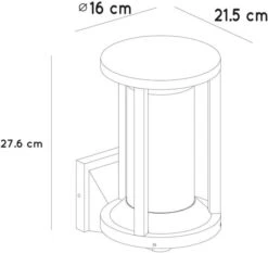 Lucide Cadix E27 Wandlamp - Zwart 14 Lucide Cadix E27 Wandlamp - Zwart -Buiten En Tuinen Winkel 900 952 15803 01 30 technical drawing