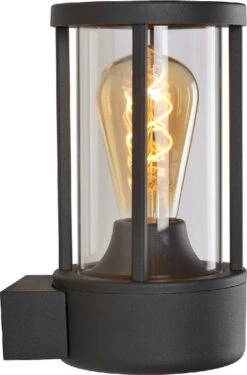 Lucide Lori E27 Sensor Wandlamp - Antraciet -Buiten En Tuinen Winkel lucide lori e27 sensor wandlamp antraciet 2